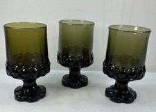 Vintage Tiffin Franciscan Madeira Juice Goblets Set /3 Olive Green 4 3/4  