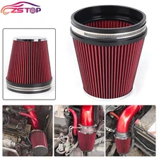 6" 152mm Inlet Car Truck Air Intake Cone Replacement Dry Air Filter 7in Tall Red