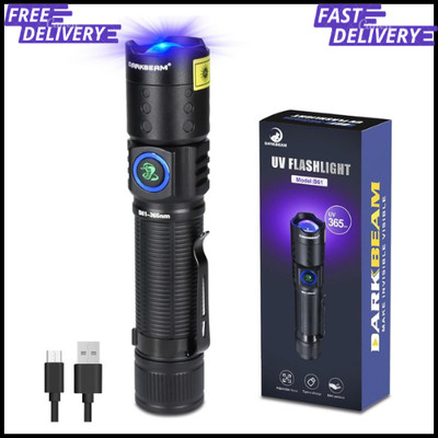 UV 365nm Flashlight Black Light LED Ultraviolet Flashlight Powerful Rechargeable