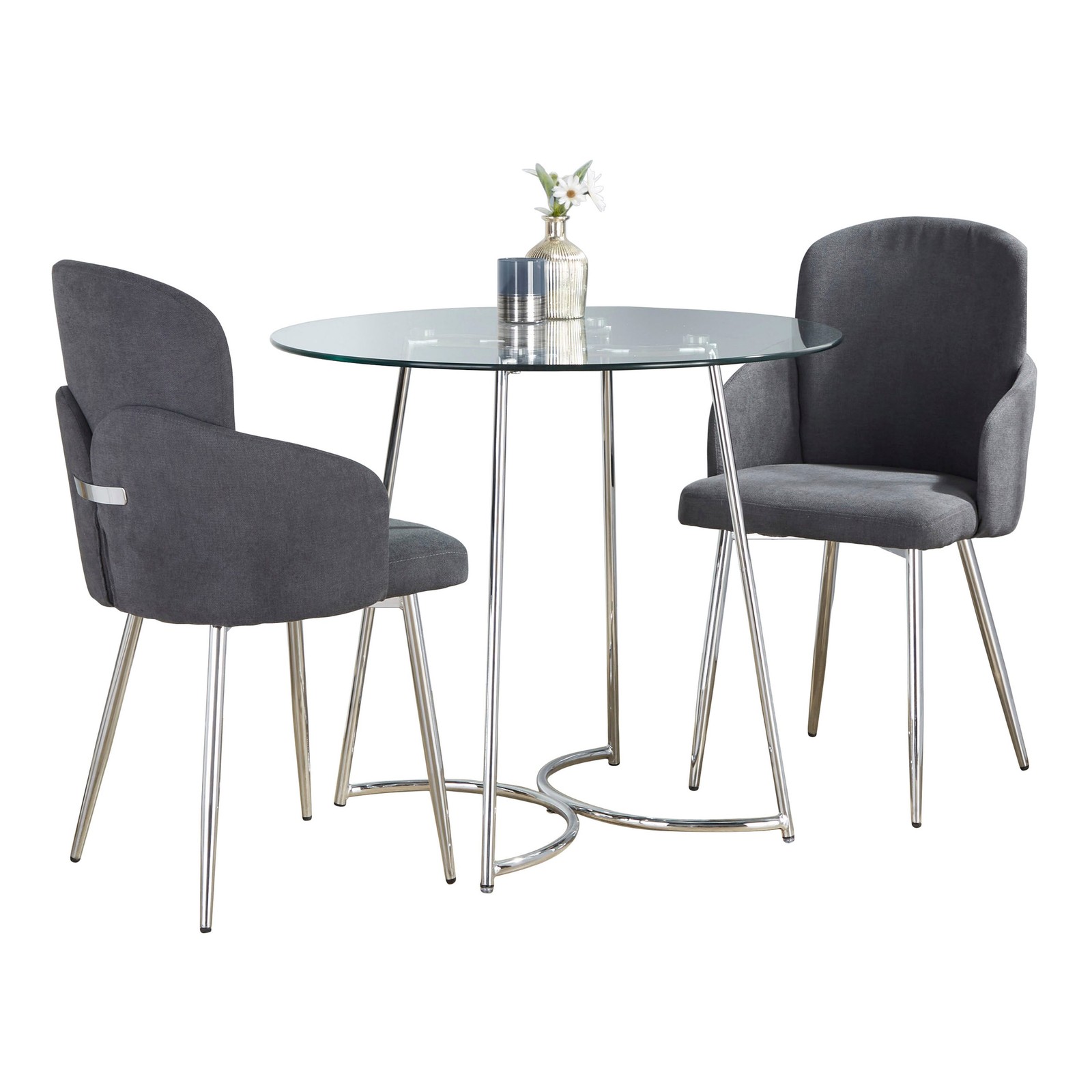 Cece-Dahlia Chrome Dining Set with Modern Elegance and Sleek Design