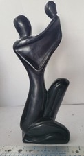 Vintage Modernist Hand Carved Parent Child Ironwood Figurative Sculpture 13"tall