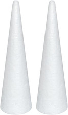 Foam Cones for DIY Arts and Crafts 4.1 X 13.6 In, 2 Pack , White Polystyrene Ch