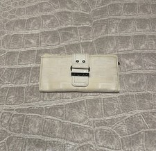 GUESS White Fabric and Patent Leather Purse