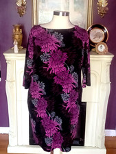 Bob Mackie Wearable Art   Black Dress Pink, Gray Floral Art Design  Size 2X  NEW