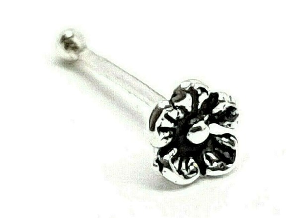 Blume Nasenstecker Floral GäNseblüMchen 925 Sterling Silber Druck Kugel Ende ...-image