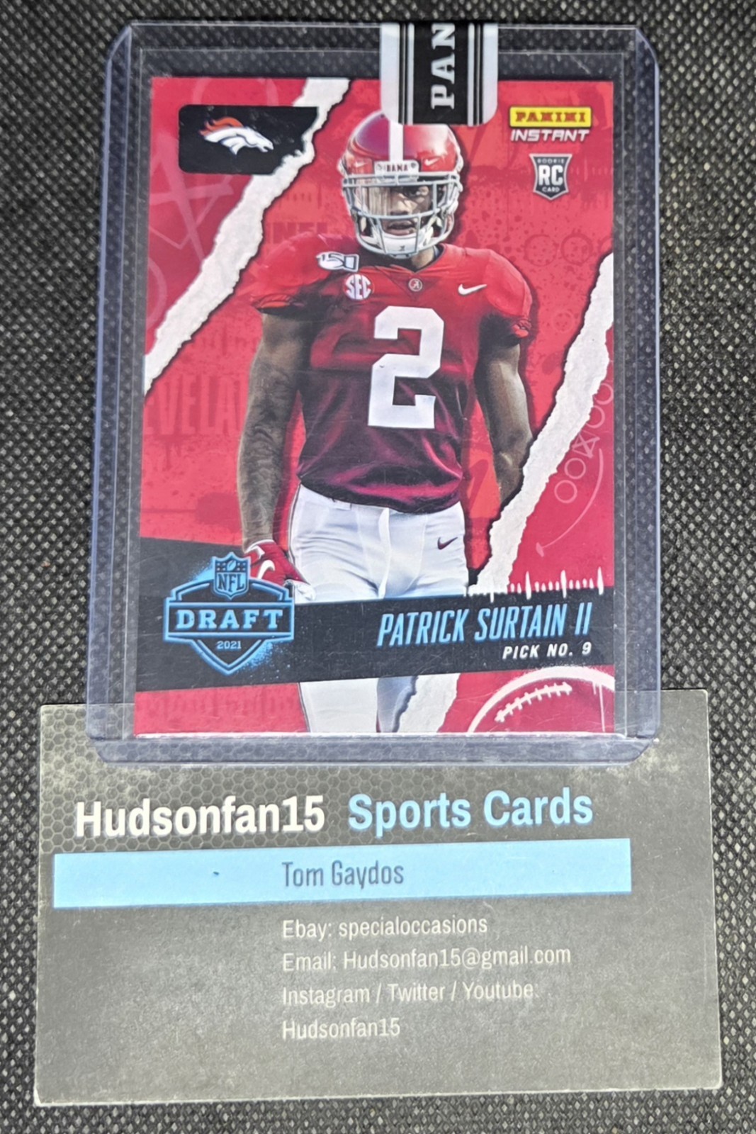 Patrick Surtain II 2021 Panini Instant NFL Draft Night RC SP Red 13/25 Broncos