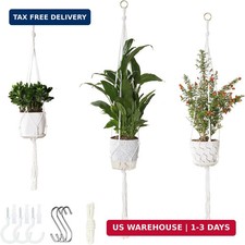3 Pack Macrame Plant Hanger Indoor, 35 41 47 Inch Handmade Boho Hanging Planter
