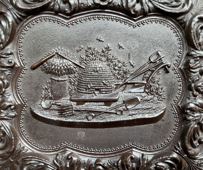 Bilderrahmen, antiker Guttapercha Daguerrotyp Koffer, amerikanisch, um 1857