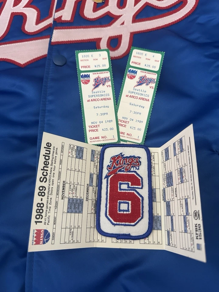 Chaqueta De Colección Años 80 Starter Sacramento Kings Azul Real Escritura Satén Para Hombres XL Boletos Foto 2 de 4
