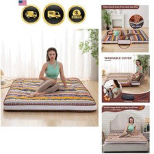Japanese Floor Futon Mattress Extra Thick Folding Roll Up Bed Topper Mat for ...
