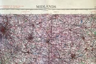 ORIGINAL WW2 BRITISH WAR OFFICE 1/4-inch MILITARY MAP: MIDLANDS, 1943
