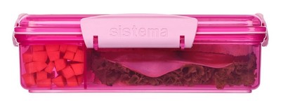 Sistema Lunch Snack Attack Duo, 975 ml, Brotdose mit 3 Fächern pink