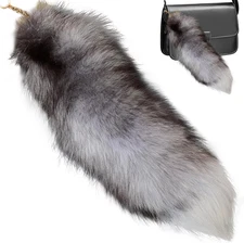 Fluffy Fur Wolf Tail Keychain Black Red Purple Fox Tail Key Chain