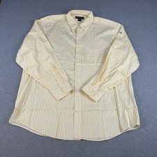 Brooks Brothers XL Yellow White Stripe Button Down Cotton Oxford Shirt Mens