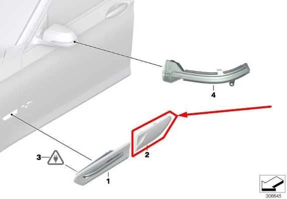 BMW 750Li xDrive 2010-2015 puerta delantera izquierda intermitente auxiliar cubierta de moldura Foto 2 de 4