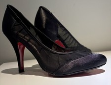 Buffalo London Heels 39 schwarz Mesh und Satin rote Sohle