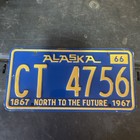 1966 Alaska License Plate Tag# CT 4756 1867-1967 North To The Future — photo 1