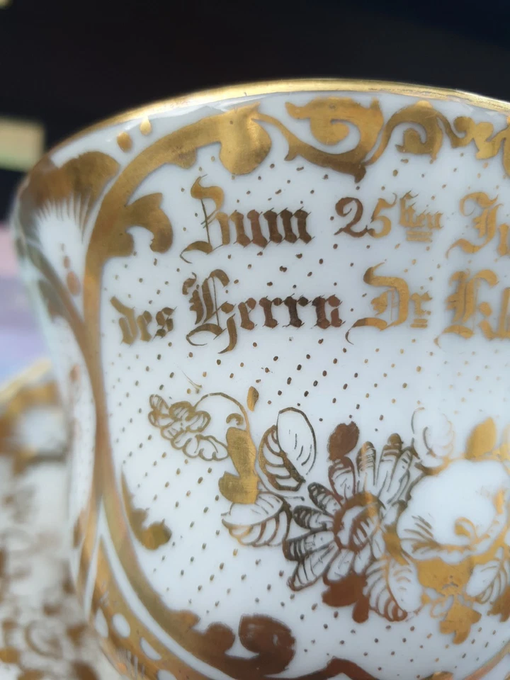 Prunktasse Porzellan Tielsch TPM Altwasser 1857 Dr Klockmann Biedermeier Gold - Bild 3 von 4