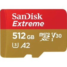 SanDisk Extreme 512 GB Class 3/UHS-I V30 microSDXC SDSQXAV512GGN6MA