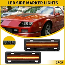 Smoked LED Bumper Side Marker Lights For 1982-1992 Chevy Camaro Pontiac Firebird
