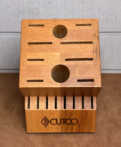 CUTCO 1748 Homemaker ~ 18 Slot Honey Oak Wood Knife Block ~ GREAT Shape!