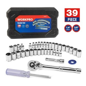 Workpro W003067A 39 Piece Drive Socket Wrench Set 1/4 Inch and 3/8 Inch