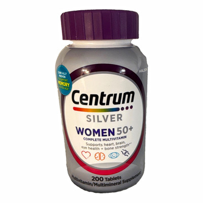 Centrum Silver Women 50+ Multivitamin Tablets Non-GMO 200 Ct General Wellness