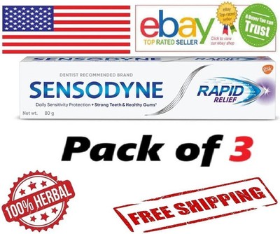 3X SENSODYNE TOOTHPASTE FRESH MINT 75GM EACH WITH LONG EXPIRY & FREE SHIPPING