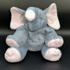 Ty Pluffies Elephant Winks Gray Pink Stuffed Animal Plush 9" TyLux 2002