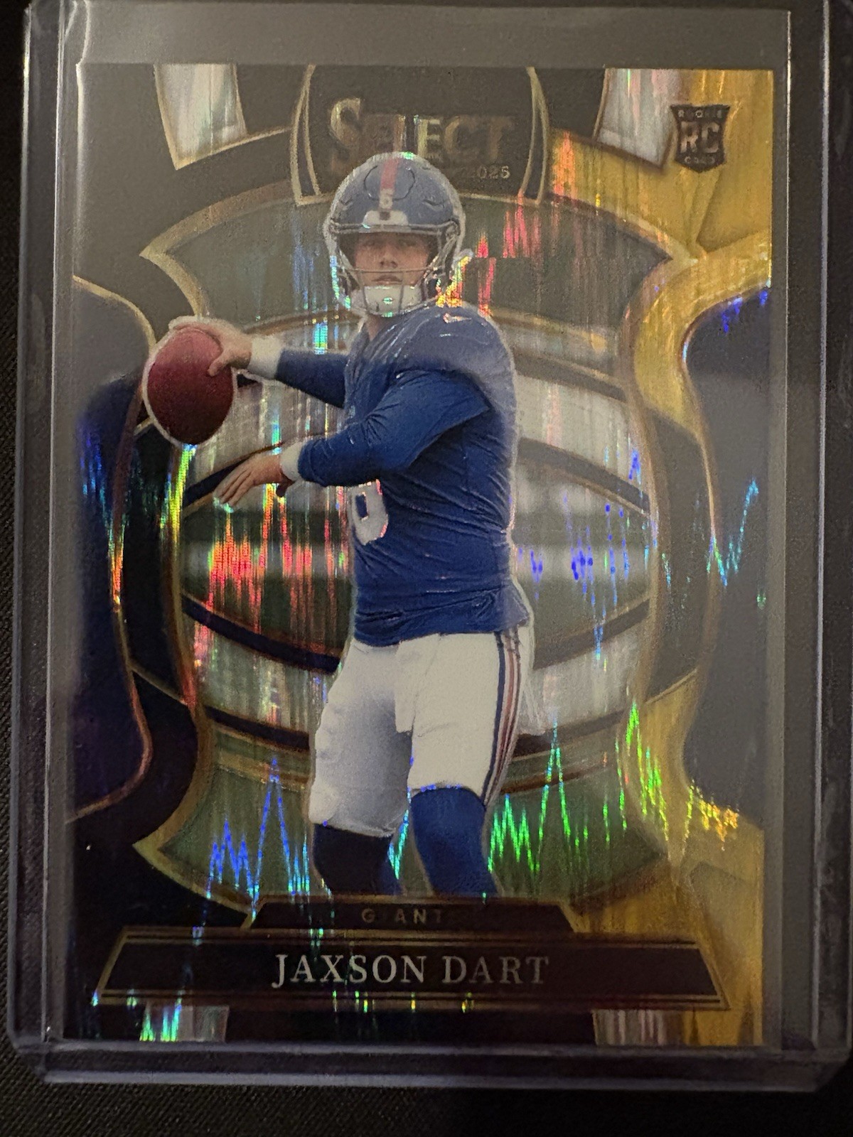 2025 Panini Select - Concourse Jaxson Dart #93 Black & Gold Shock Prizm (RC)