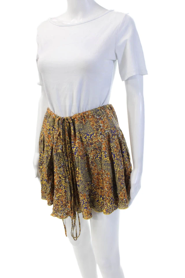 Minifalda acampanada campesina Free People para mujer azul floral 100 % viscosa talla 40 Foto 2 de 4