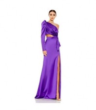 Mac Duggal Puff One Sleeve Cut Out Side Knot Gown