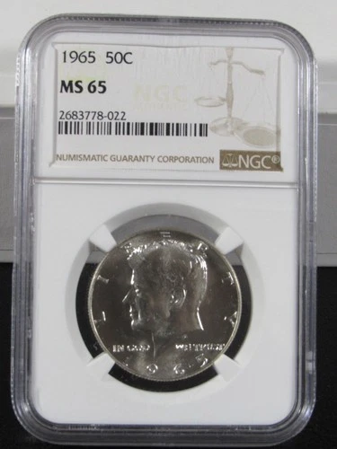 1965 SMS Kennedy half dollar NGC MS 65