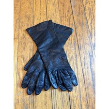 Vintage Carson Pirie Scott France Made Women's Black Leather Gloves Size 6.5