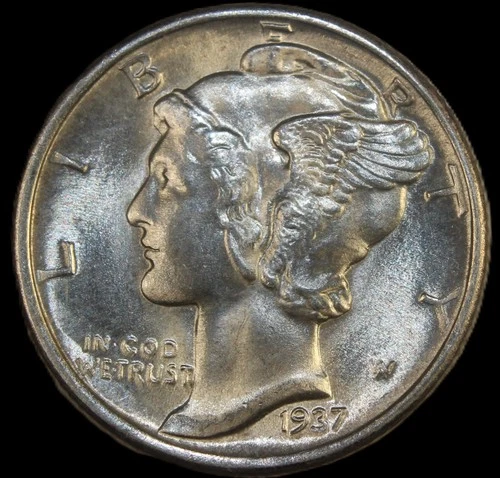 1937 10C Mercury Dime- CHOICE GEM BU  FSB / FREE SHIPPING- SMH-227
