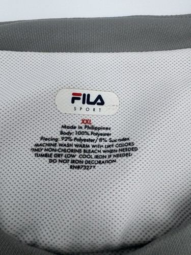 Fila Sport Men's XXL Short Sleeve Shirt Gray Polyester/Spandex Italy Patch - Picture 4 of 9