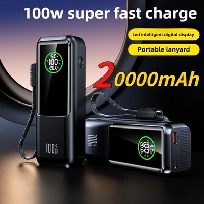 100W Laptop Handy Powerbank 20000mAh externer Akku mit 3X USB-C Ports & Kabel DE