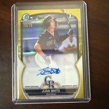 2023 Bowman Chrome Prospect Auto Yellow Refractor /75 Juan Brito #CPA-JBO Auto