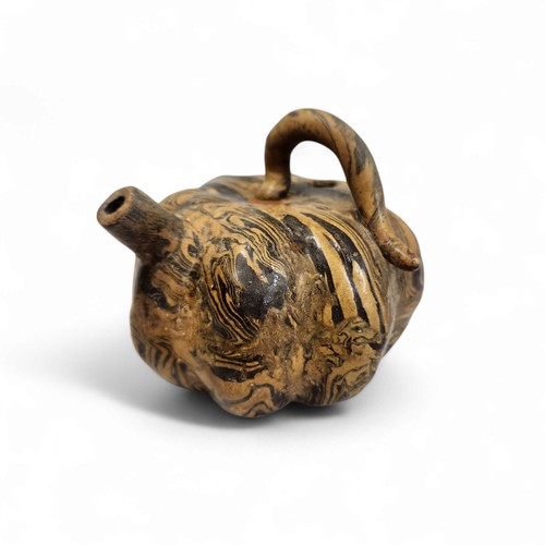 Rare Chinese Marbled Clay Pumpkin Water Dropper–Scholar’s Object (7cm / 2.75in)
