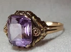 Antiqued Gold Amethyst Ring, Sz 8, high quality costume jewelry