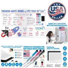 Magnetic Dry Erase Whiteboard Sheet 25x16 with Markers  Eraser - Home Organizer