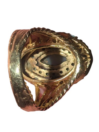 Anillo Halo Marquesa Rubí Ópalo Oro Amarillo 14K Vintage Talla 7-8 - Imagen 4 de 16