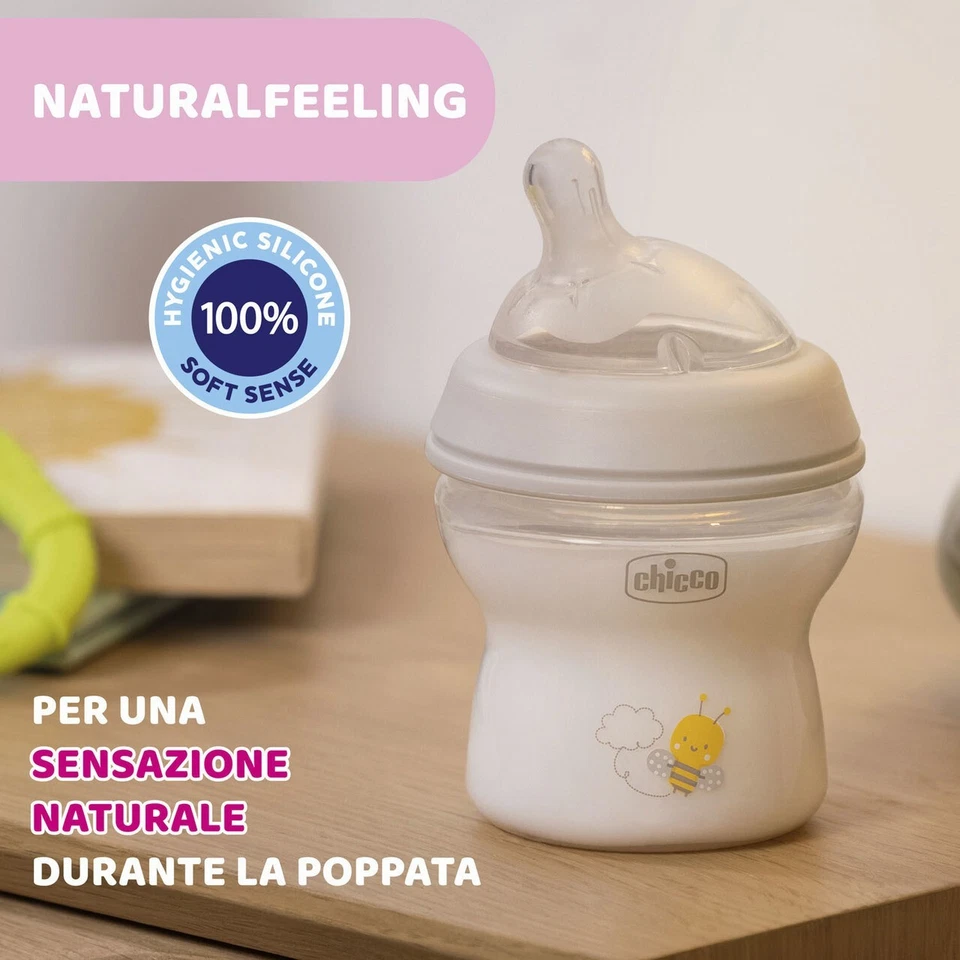 Chicco Biberon Natural Feeling 150ml  1 Foro 0m+ Plastica - Immagine 2 di 4
