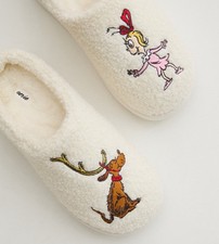 AERIE American Eagle The Grinch Cindy Lou Who Holiday Scuff Slippers Sz 6