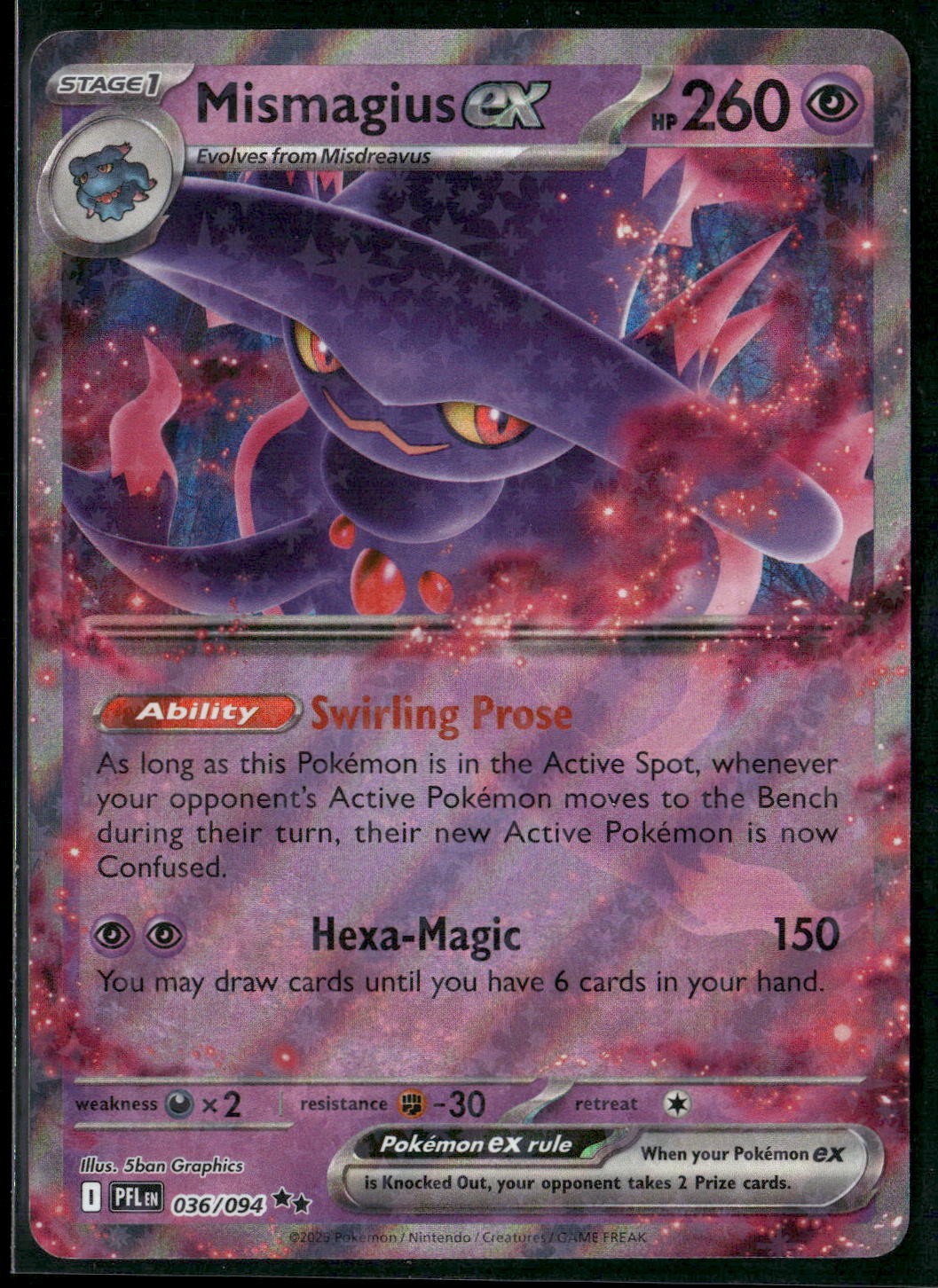 Mismagius ex Holo Double Rare ME02: Phantasmal Flames 036/094 NM