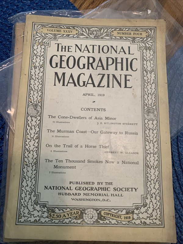 National Geographic Magazine April 1919 Vintage