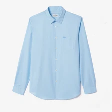 Lacoste Men's Long Sleeve Button Down Regular Fit Shirt Blue