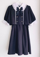 Rojita Layered Double Button Dress Pink Trim with Ribbon Belt Japan