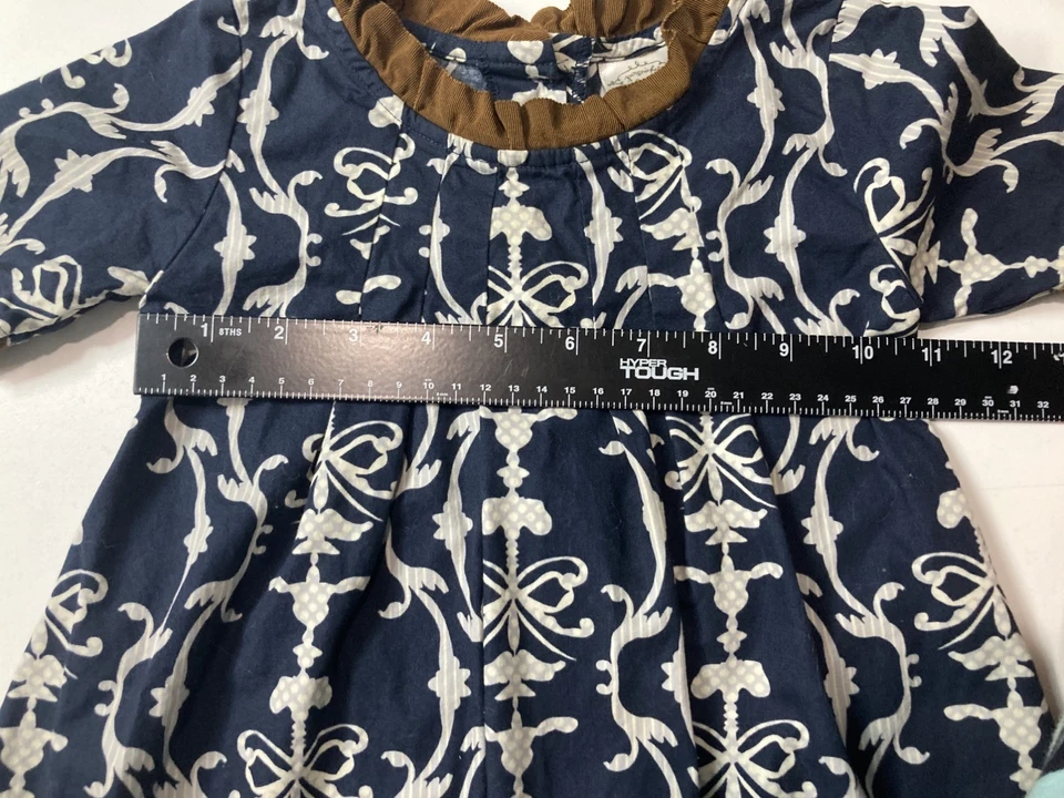 Vestido Persnickety bebê menina manga curta azul marinho 12 meses - Imagem 3 de 4