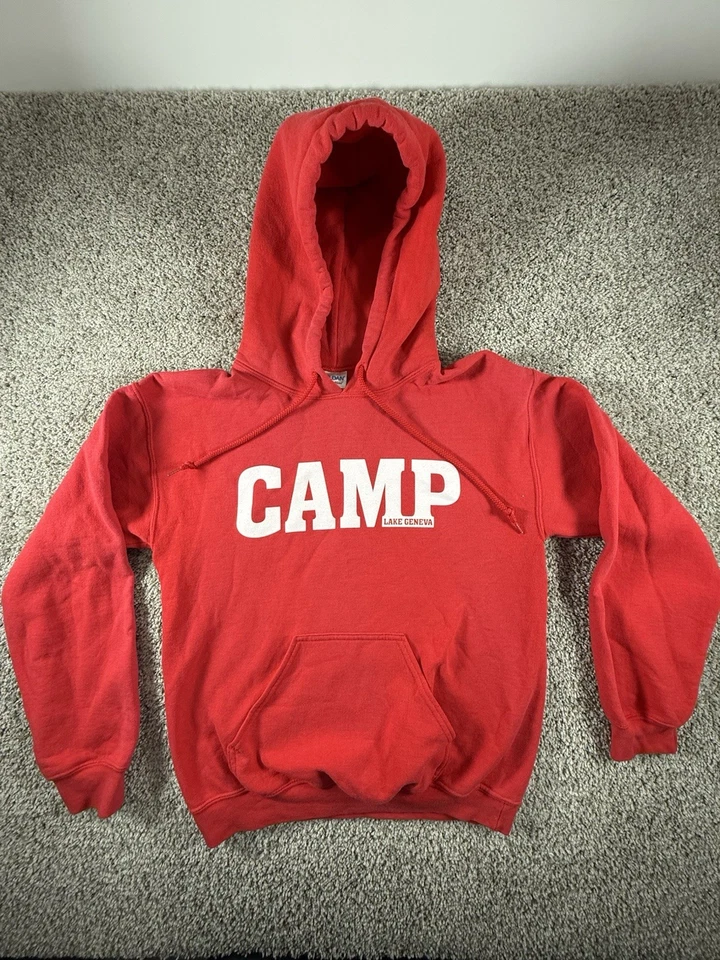 Vintage 90s Streetwear Men Small Lake Geneva Distressed Faded Hoodie Sweatshirt - Image 2 of 4